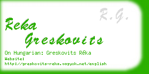 reka greskovits business card
